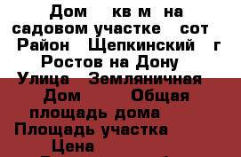 Дом 50 кв.м. на садовом участке 5 сот. › Район ­ Щепкинский  (г. Ростов-на-Дону) › Улица ­ Земляничная › Дом ­ 21 › Общая площадь дома ­ 50 › Площадь участка ­ 500 › Цена ­ 1 950 000 - Ростовская обл., Ростов-на-Дону г. Недвижимость » Дома, коттеджи, дачи продажа   . Ростовская обл.,Ростов-на-Дону г.